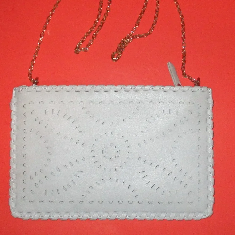 Small Gray Handbag Purse Gold Tone Chain Shoulder Strap Crossbody Bag Urban